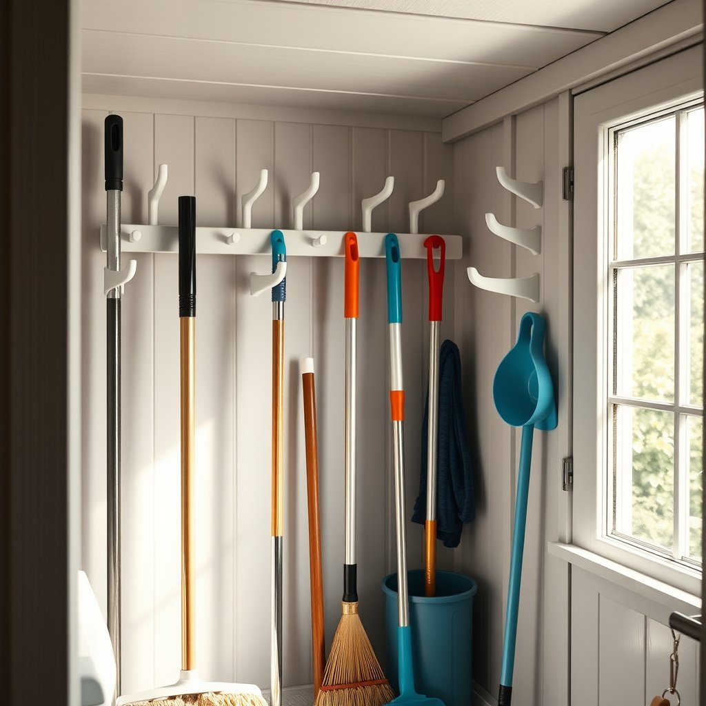 broom holder in action
